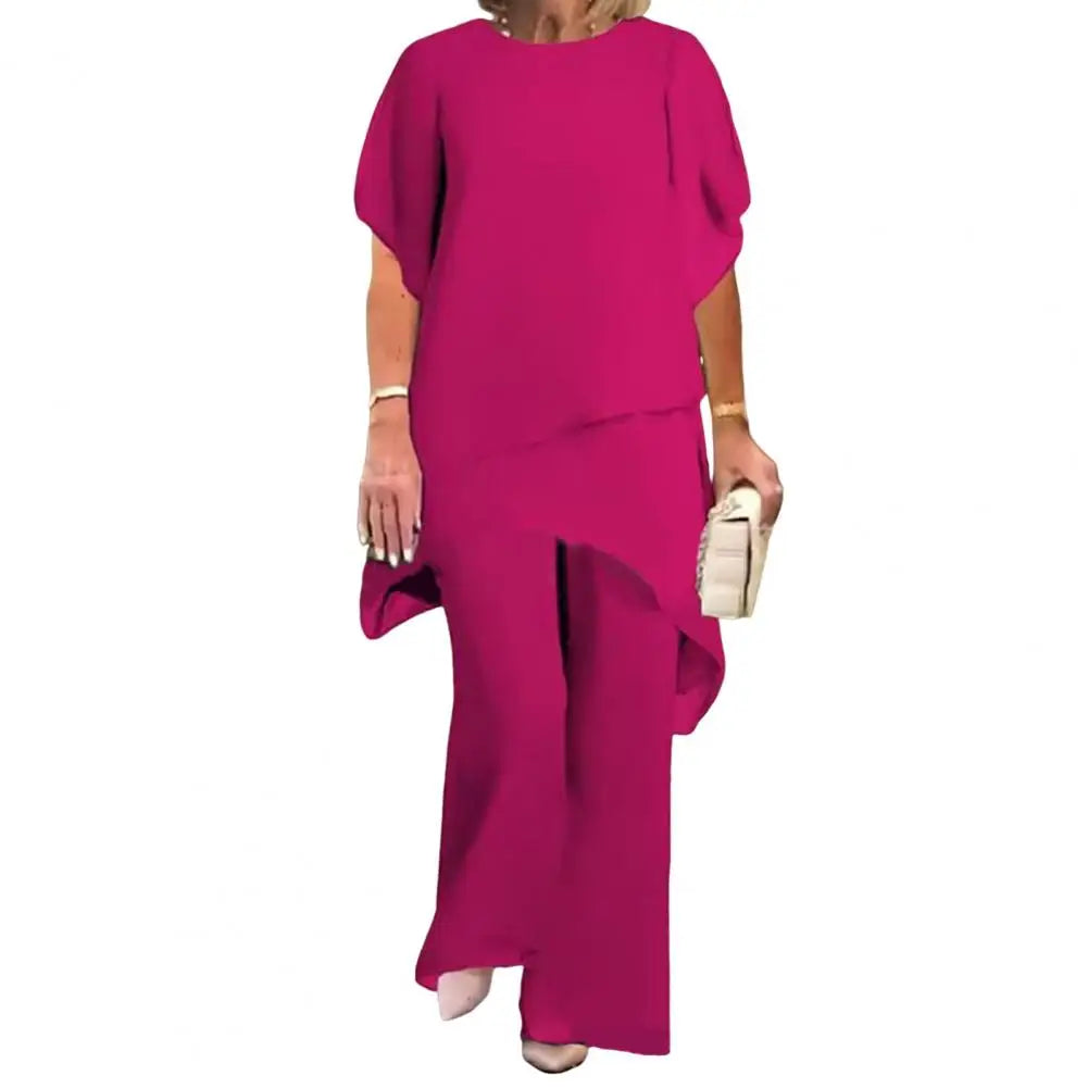 Women's Chiffon Top & Wide Leg Pants Set