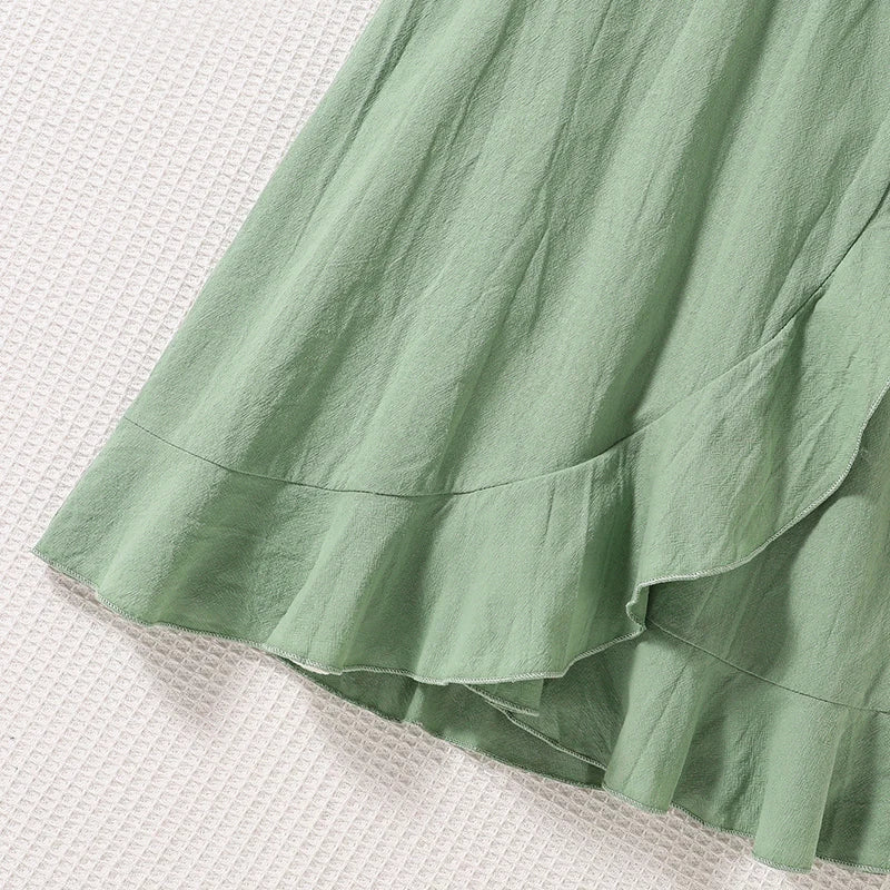 Girls Summer Bow Dress (8–12Y) with Uneven Hem