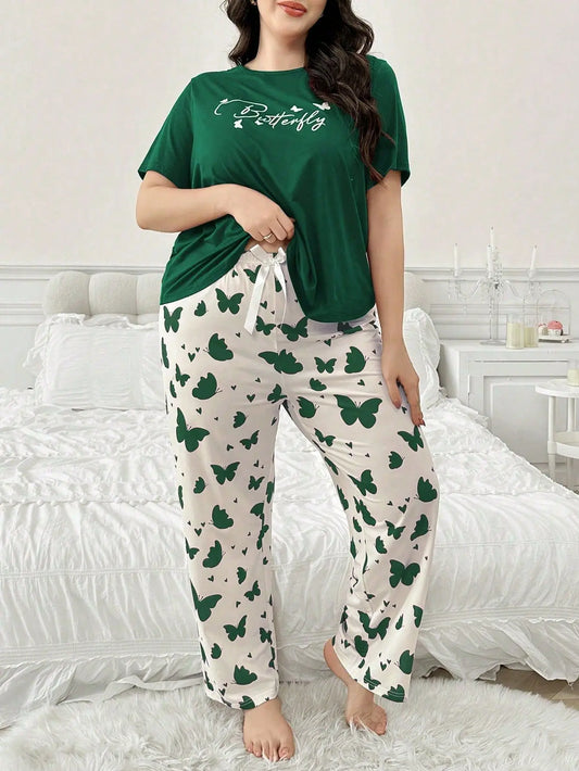 Plus Size Women's Printed Pajama Set