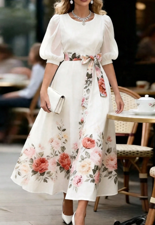 Women's Neck Puff Dress