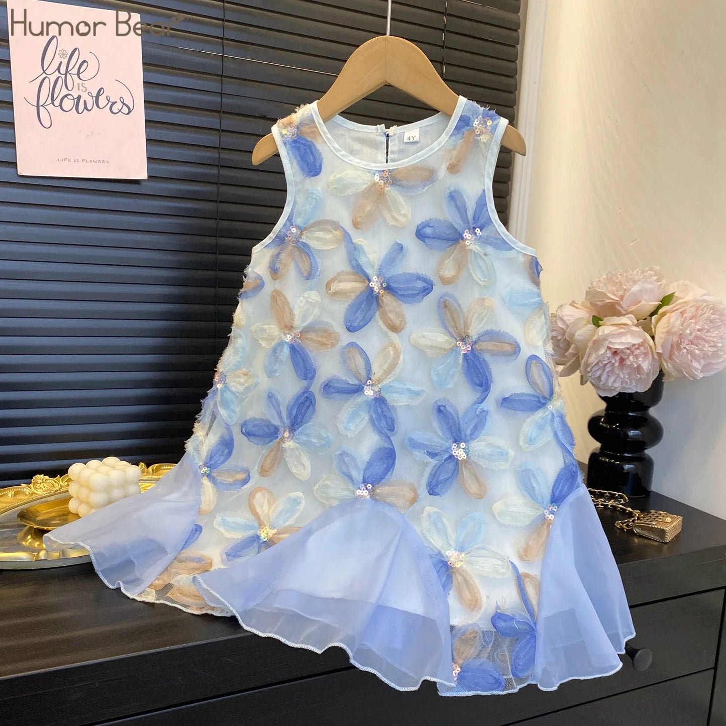 Girls Sleeveless Princess Dress | Flower Sequin | Summer