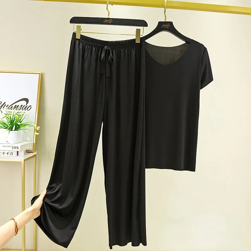 Women's Summer Top & Wide Leg Pants Set