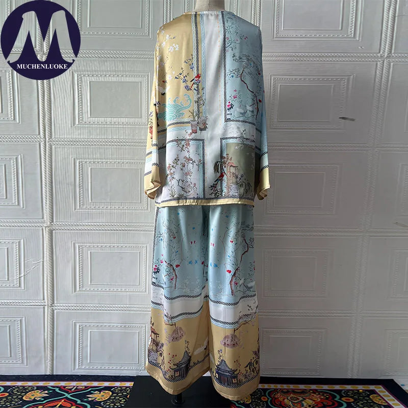 Women's V-Neck Top & Wide Leg Pants Set