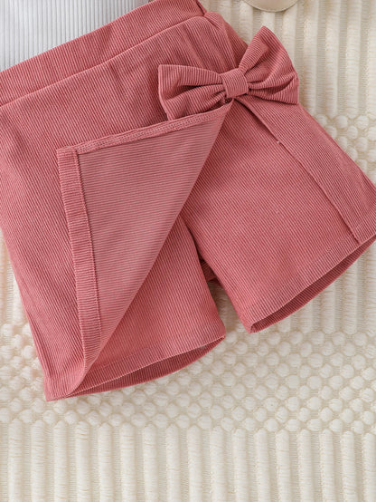 Girls Heart Top & Bow Shorts Set (1–6Y)