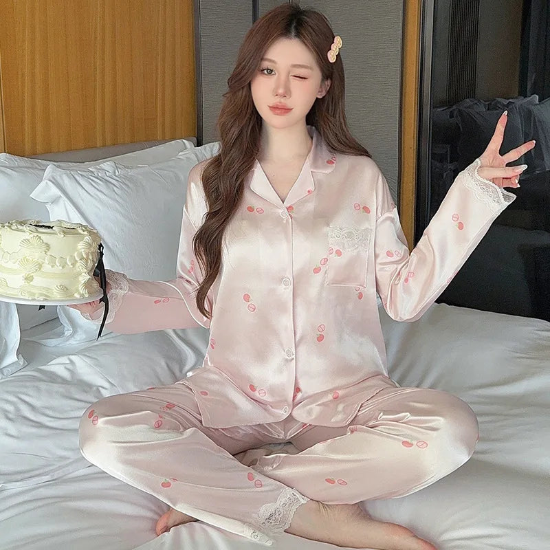 Women's Polka Dot Ice Silk Pajama Set
