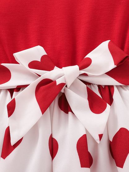 2026 Girls Red Heart Princess Dress