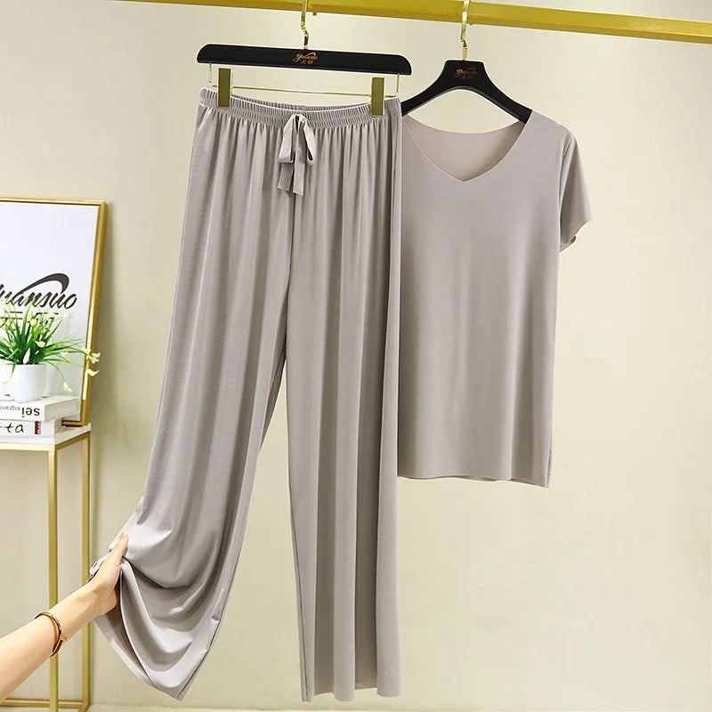 Women's Summer Top & Wide Leg Pants Set