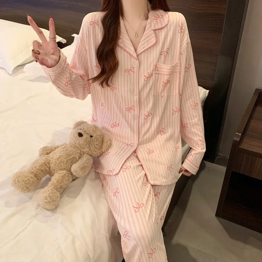 Women's Striped Pajama Set Soft Two-Piece Sleepwear