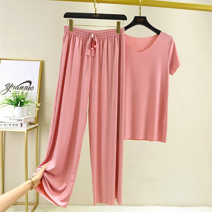 Women's Summer Top & Wide Leg Pants Set