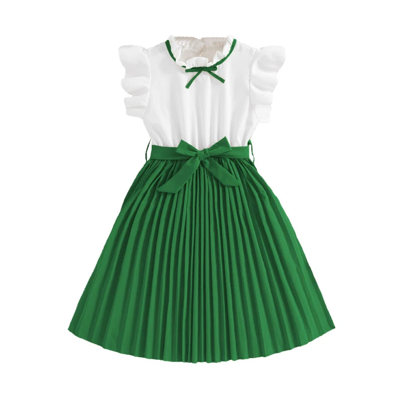 irls White & Khaki Party Dress with Bow (8–12Y) ✨