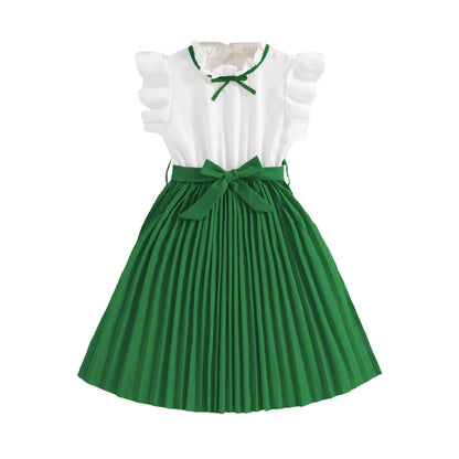 irls White & Khaki Party Dress with Bow (8–12Y) ✨