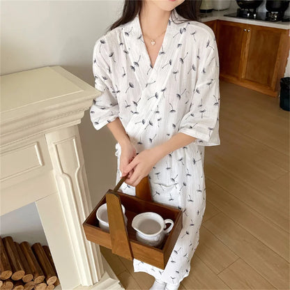Women's Cotton Night Robe – Half Sleeve Dressing Gown