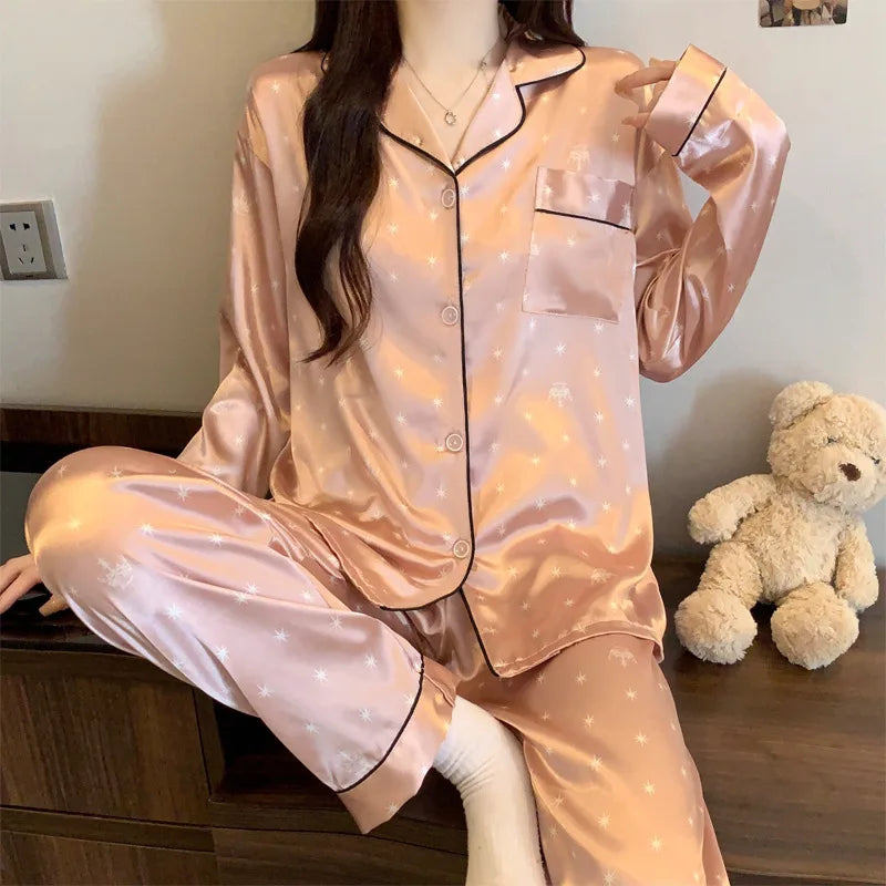 Women's Polka Dot Ice Silk Pajama Set