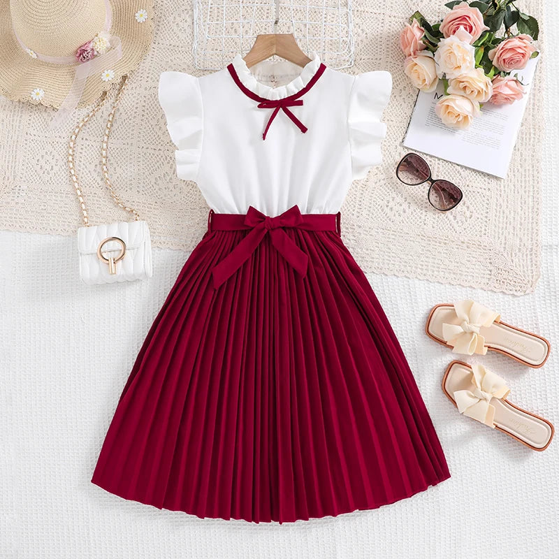 irls White & Khaki Party Dress with Bow (8–12Y) ✨