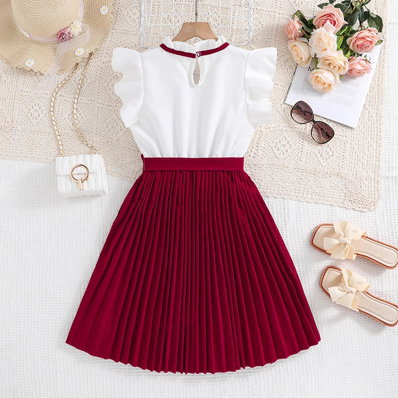 irls White & Khaki Party Dress with Bow (8–12Y) ✨