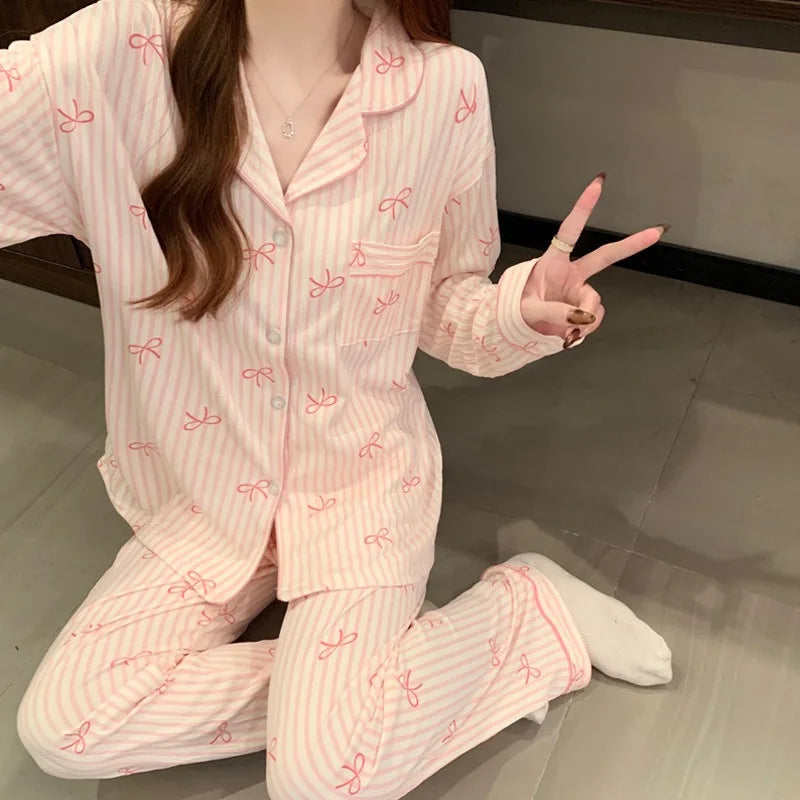 Women's Striped Pajama Set Soft Two-Piece Sleepwear
