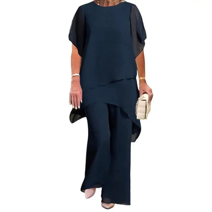Women's Chiffon Top & Wide Leg Pants Set