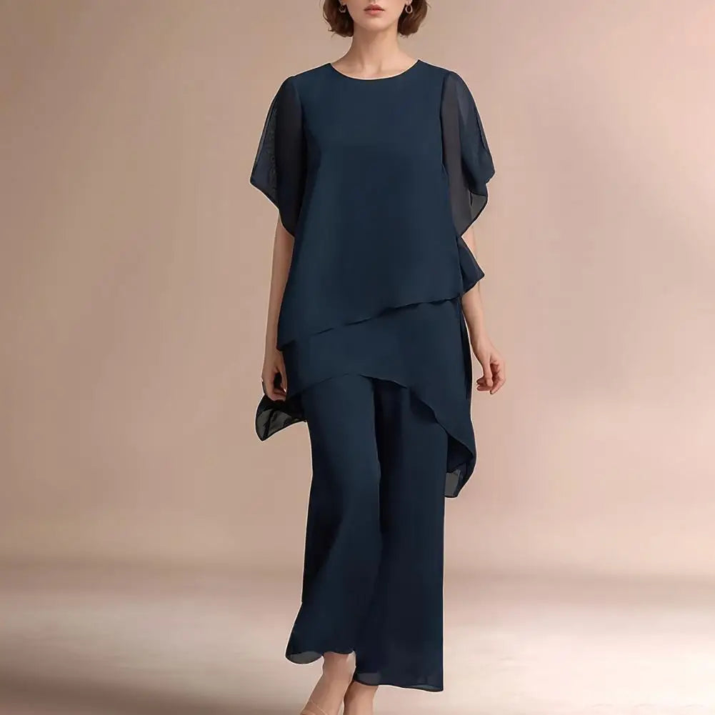 Women's Chiffon Top & Wide Leg Pants Set