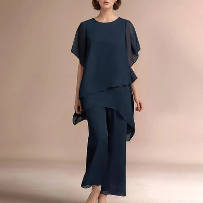 Women's Chiffon Top & Wide Leg Pants Set