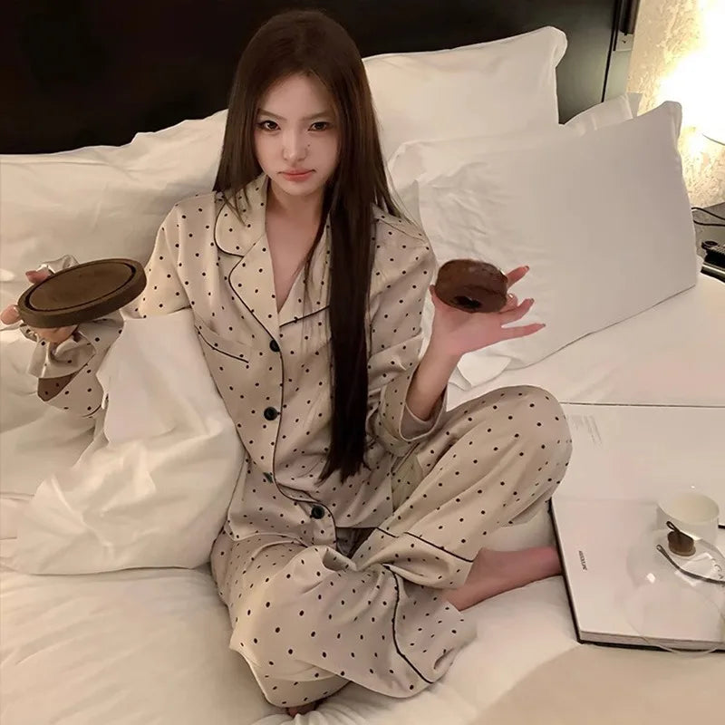 Women's Polka Dot Ice Silk Pajama Set