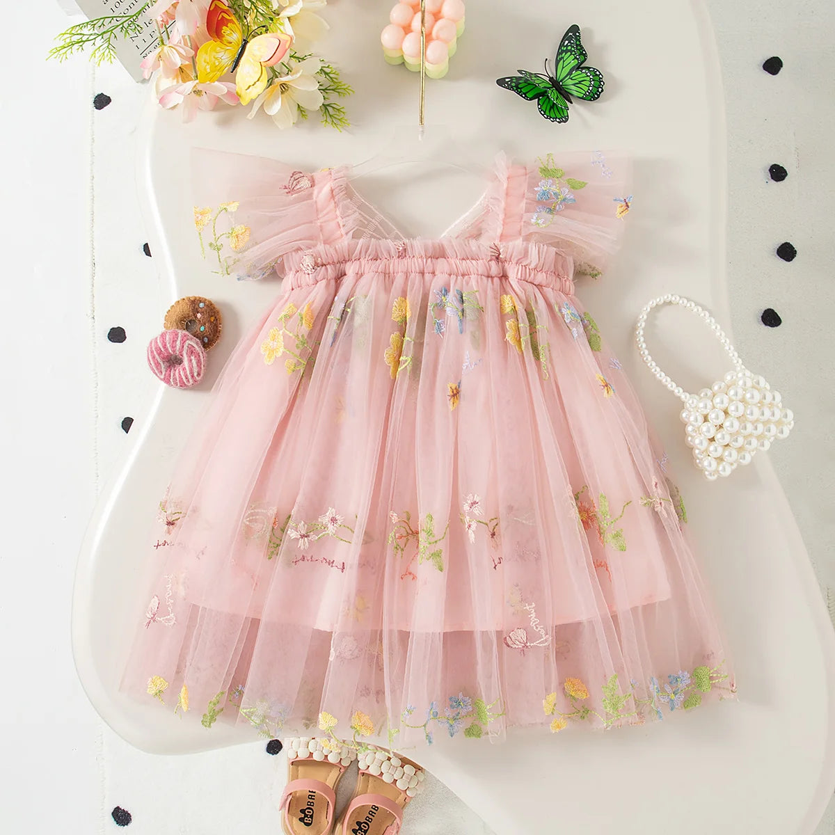 Girls Floral Mesh Dress | Flower Girl Dress 🌸
