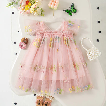 Girls Floral Mesh Dress | Flower Girl Dress 🌸
