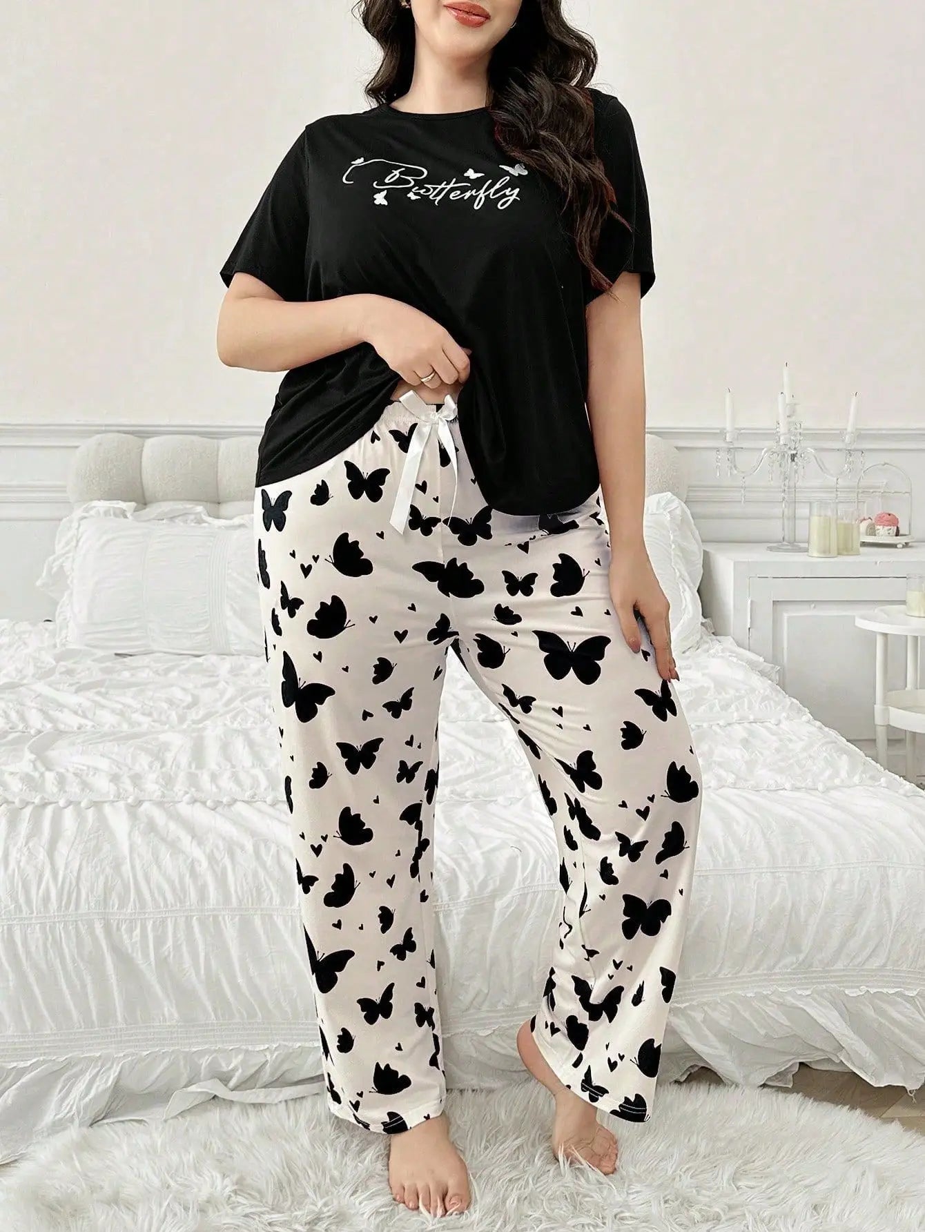 Plus Size Women's Printed Pajama Set