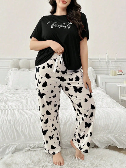 Plus Size Women's Printed Pajama Set