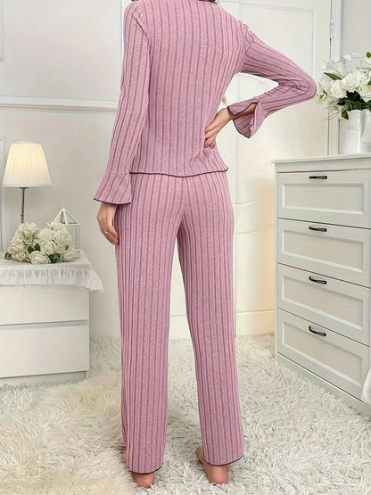 Women's Bow Pajama Set Long Sleeve & Pants