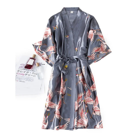 Sexy Women 2PC Silky Nightwear Gown Set V-Neck Pajama Sleepwear