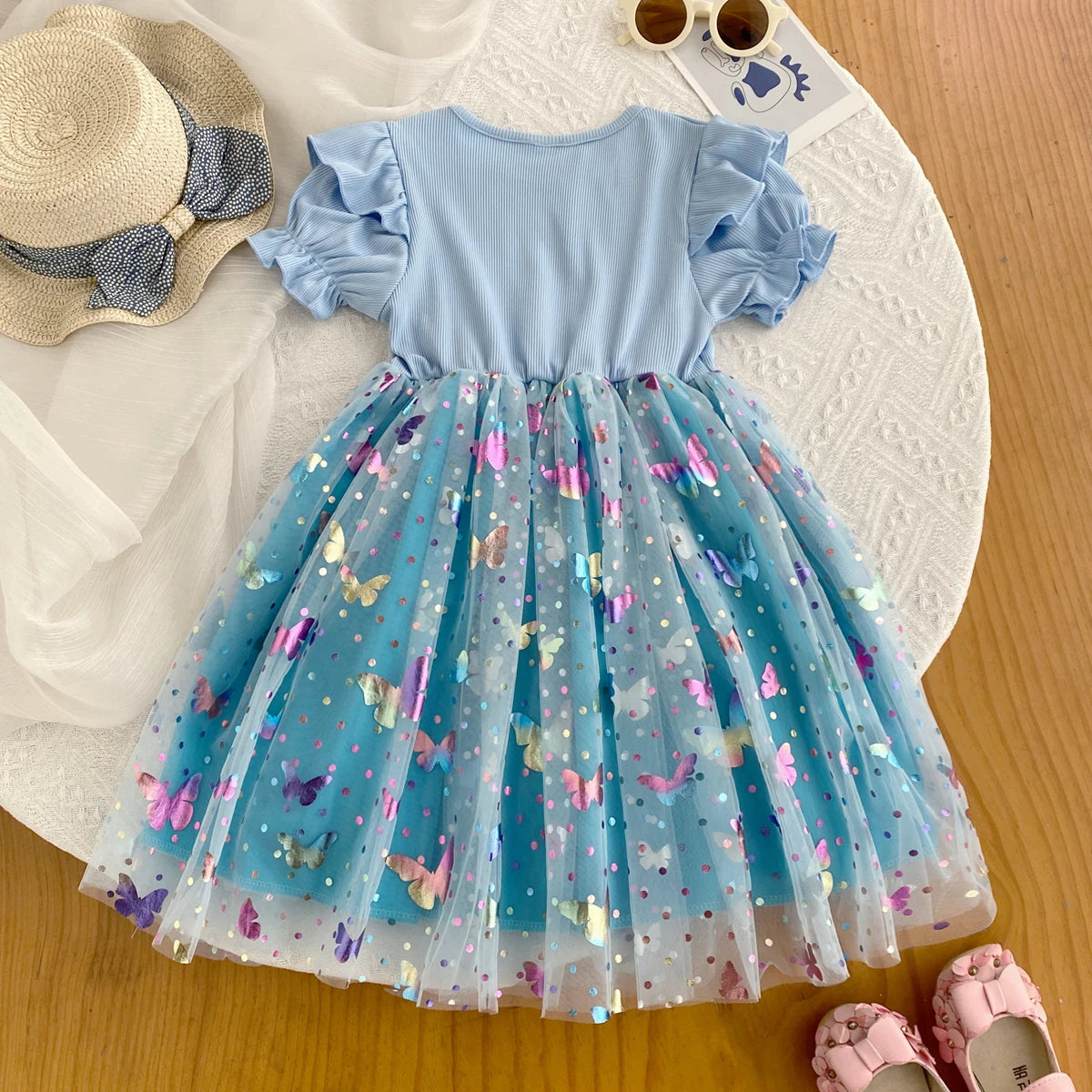 Girls Butterfly Mesh Princess Dress