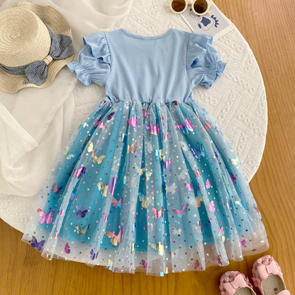 Girls Butterfly Mesh Princess Dress