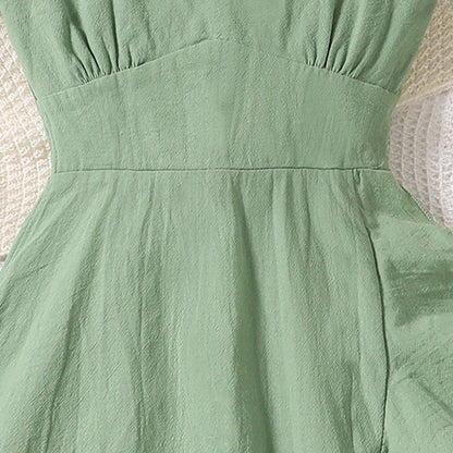 Girls Summer Bow Dress (8–12Y) with Uneven Hem