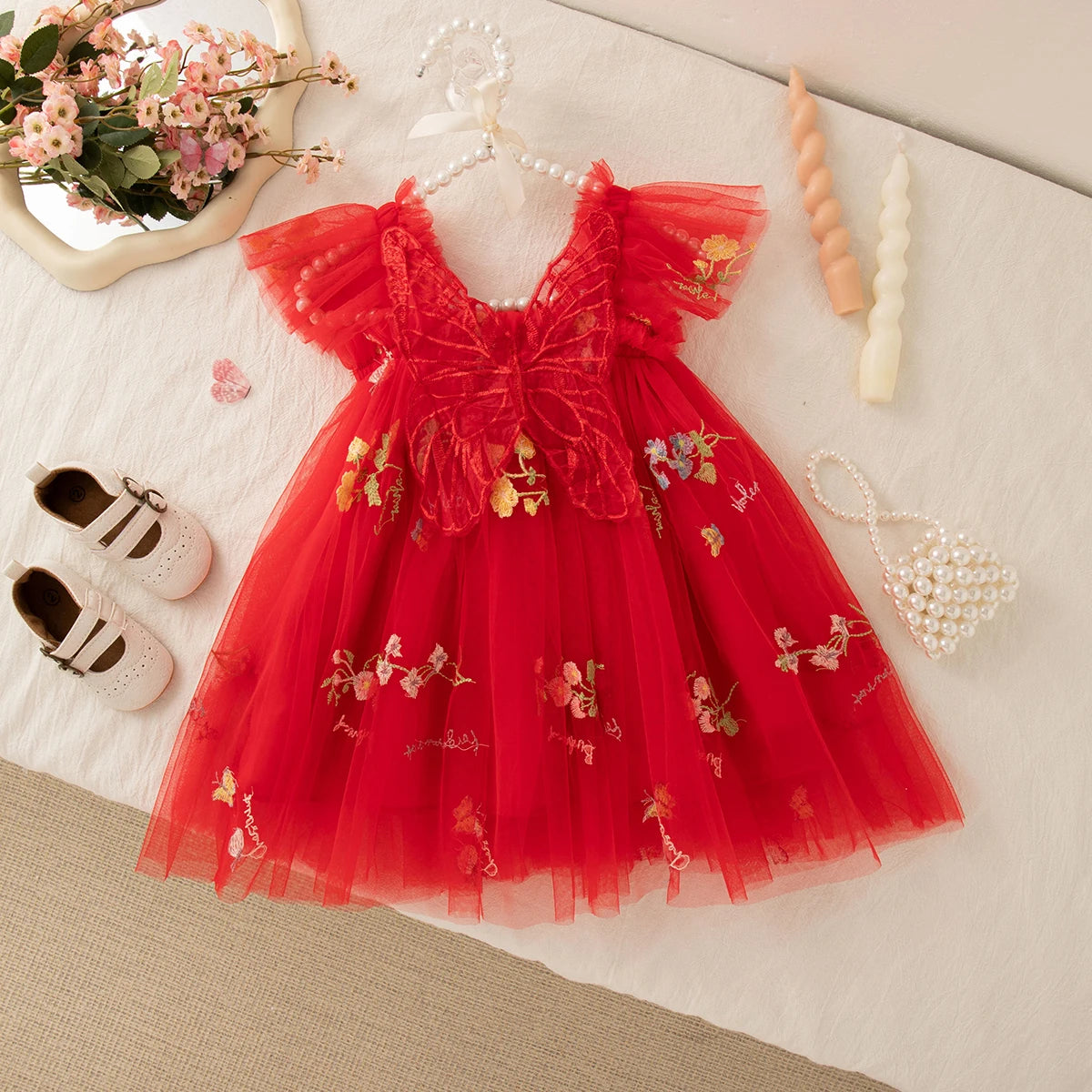 Girls Floral Mesh Dress | Flower Girl Dress 🌸