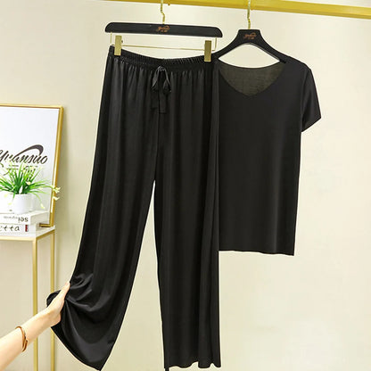 Women's Summer Top & Wide Leg Pants Set