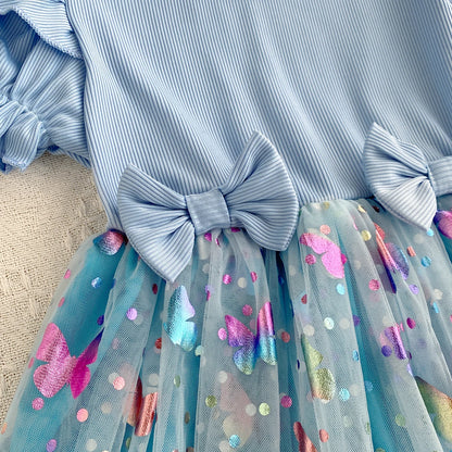Girls Butterfly Mesh Princess Dress