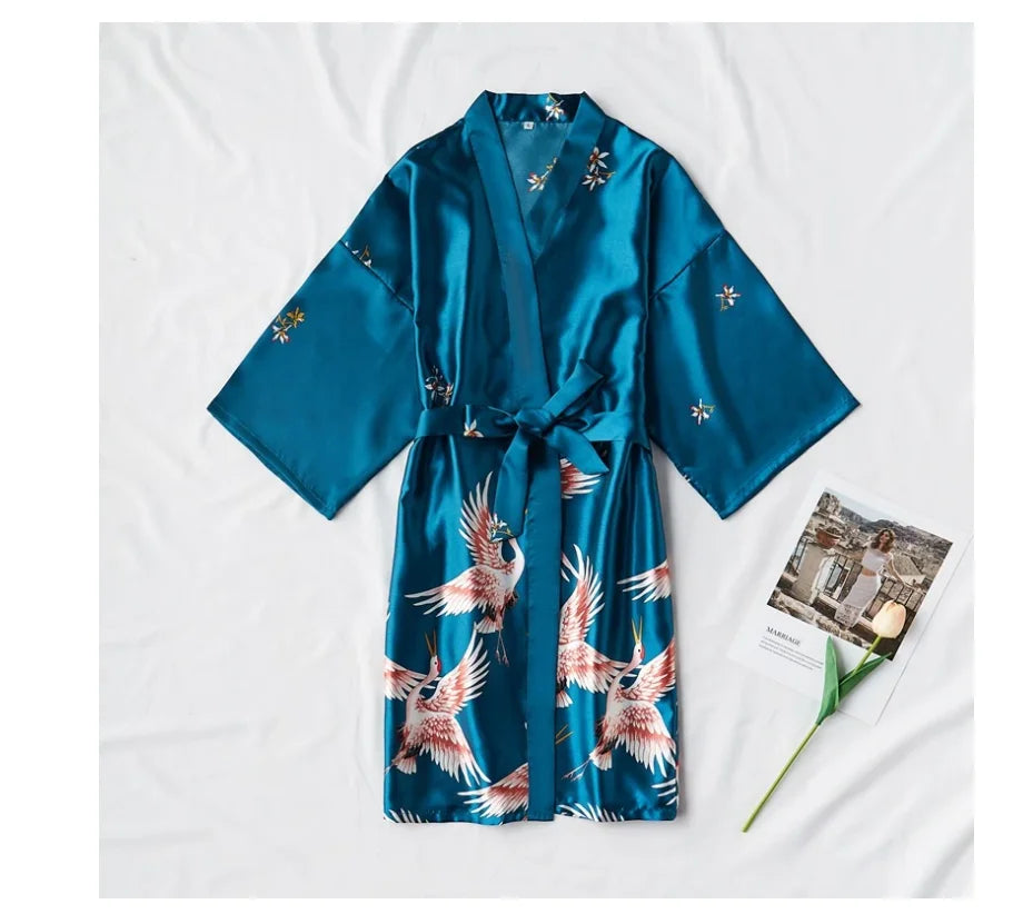 Sexy Women 2PC Silky Nightwear Gown Set V-Neck Pajama Sleepwear