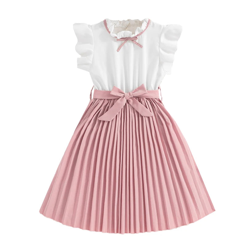 irls White & Khaki Party Dress with Bow (8–12Y) ✨