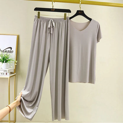 Women's Summer Top & Wide Leg Pants Set