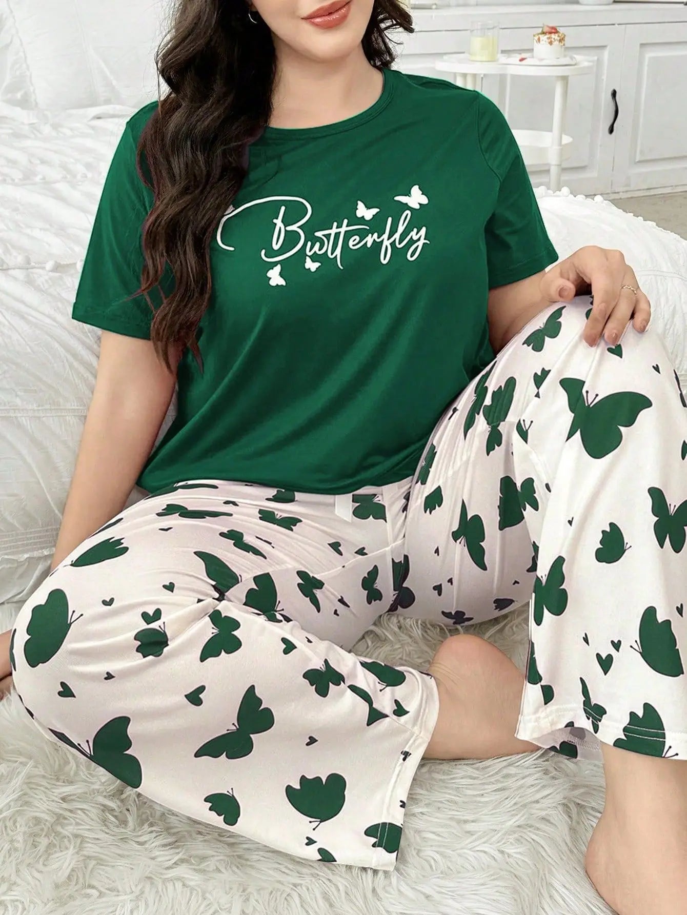 Plus Size Women's Printed Pajama Set