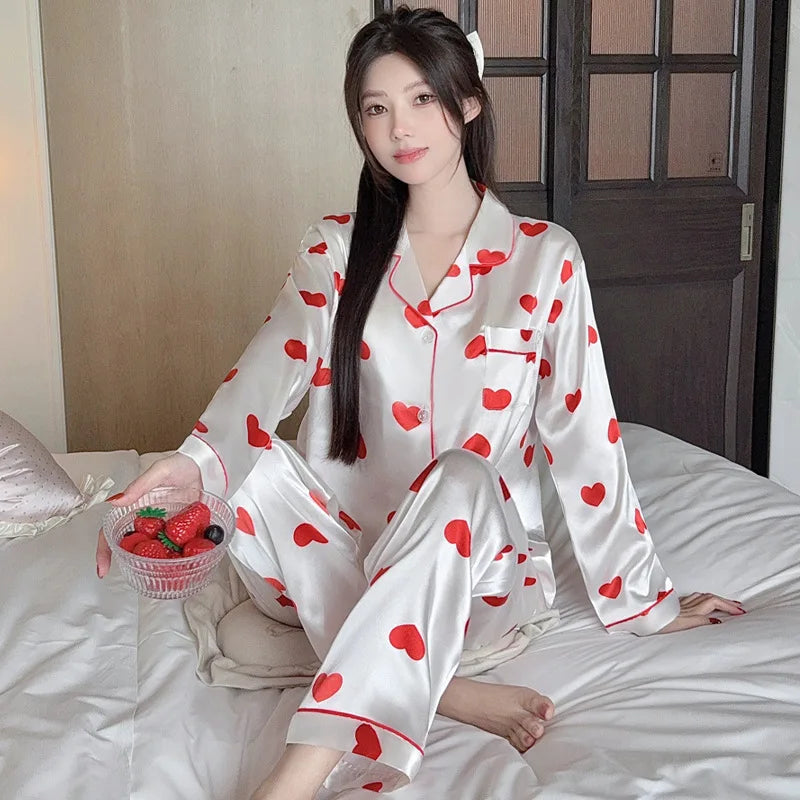 Women's Polka Dot Ice Silk Pajama Set