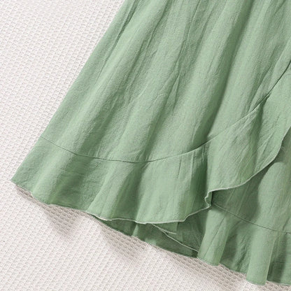 Girls Summer Bow Dress (8–12Y) with Uneven Hem
