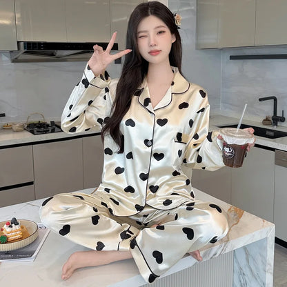 Women's Polka Dot Ice Silk Pajama Set