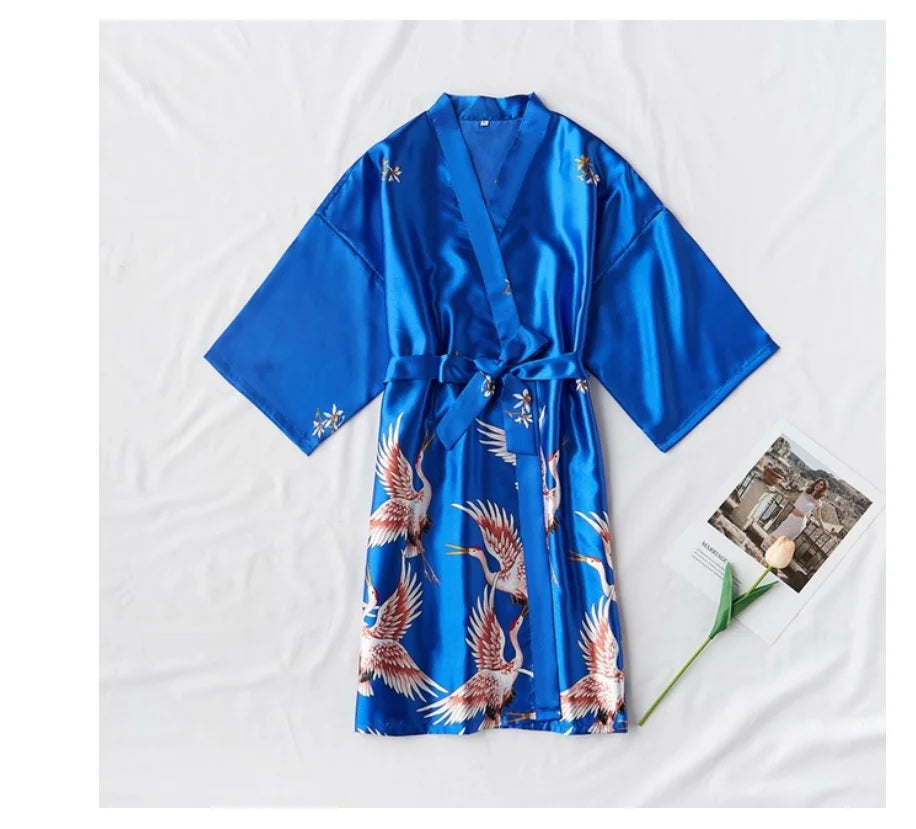 Sexy Women 2PC Silky Nightwear Gown Set V-Neck Pajama Sleepwear