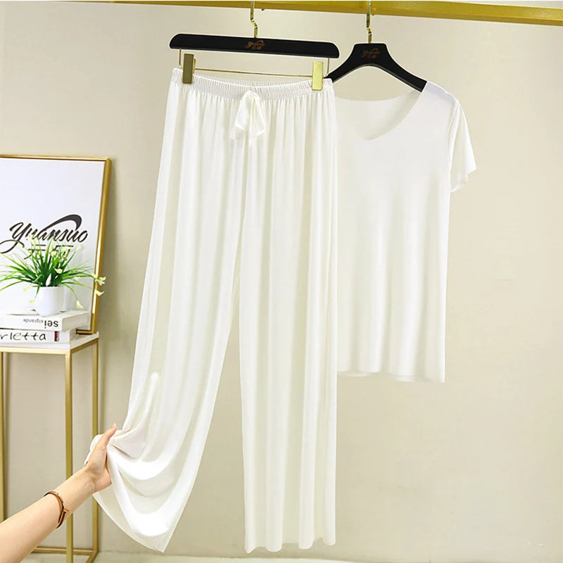 Women's Summer Top & Wide Leg Pants Set