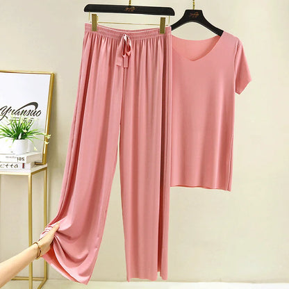 Women's Summer Top & Wide Leg Pants Set