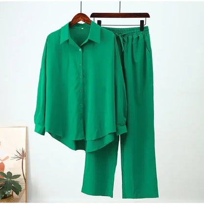 Women's Boho Maxi Shirt & Wide Leg Pants Set