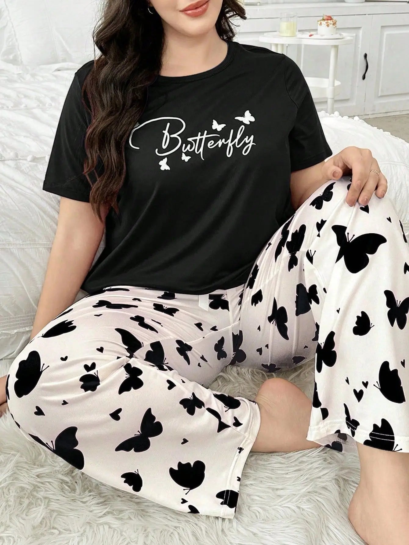 Plus Size Women's Printed Pajama Set