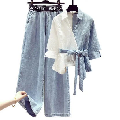 Women's Chiffon Shirt & Jeans Set