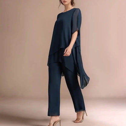 Women's Chiffon Top & Wide Leg Pants Set